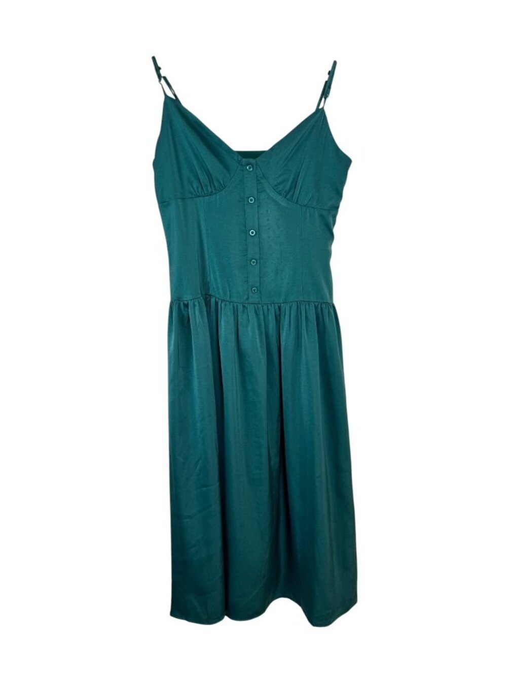 Le Lis Emerald Green Slip Dress Size Lrg Satin Y2K Babydoll Flowy Lightweight